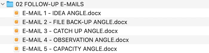 One of the five email templates, fully readable